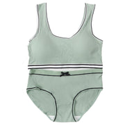 インナーセット ブラジャー ショーツ パンツ 上下セット ジュニア キッズ 女の子 ジュニアブラ 肌着 ノンワイヤー カップ入り リボン