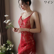 ベビードール Tバックショーツ セクシーランジェリー2点セット レディース 勝負下着 花柄レース シースルー 透け感 深Vネック