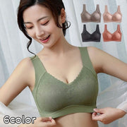 ノンワイヤーブラ カップ付き 3/4カップブラ レディース インナー ブラトップ 単品 無地 レース パッド付き ブラジャー ナイトブラ 上品 シンプル 可愛い おしゃれ 婦人用 女性用 黒 グリーン ブラウン ベージュ