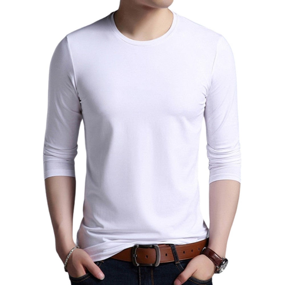 インナーシャツ メンズ 男性 大きいサイズあり トップス インナー 長袖 ラウンドネック ロングTシャツ 無地 シンプル カジュアル ソリッドカラー スポーツ 普段使い 紳士用
