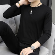 インナーシャツ メンズ 男性 大きいサイズあり トップス インナー 長袖 ラウンドネック ロングTシャツ 無地 シンプル カジュアル ソリッドカラー スポーツ 普段使い 紳士用