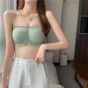 ストラップレスブラ チューブトップ ブラジャー レディース 女性 パッド付き ノンワイヤー インナー 下着 フリル ホック付き かわいい
