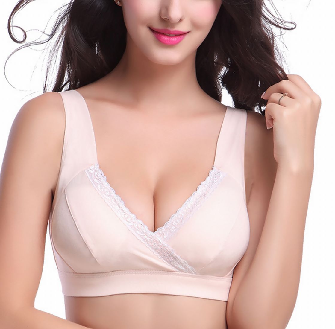 ブラジャー 単品 授乳ブラ ノンワイヤー ハーフトップブラ 3/4カップ マタニティブラジャー クロスオープン 3ホック レディース ナイトブラ インナー 女性下着 ランジェリー レース 無地 ドット柄 水玉模様 可愛い かわいい おしゃれ 女性用 婦人用 M L XL XXL 2XL