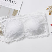 ストラップレスブラ チューブブラ パッド入り チューブトップ レディース インナー スカラップ 刺繍レース 3段ホック 女性用 下着 アンダーウエア ブラック ホワイト ベージュ