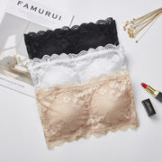 ストラップレスブラ チューブブラ パッド入り チューブトップ レディース インナー スカラップ 刺繍レース 3段ホック 女性用 下着 アンダーウエア ブラック ホワイト ベージュ