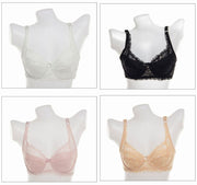 ブラジャー 単品 3/4カップブラ レディース 3段2列ホック インナー 女性下着 レース シースルー 透け感 ミニリボン付き 可愛い おしゃれ セクシー 婦人下着