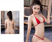 マイクロビキニ 極小 セクシーランジェリー 上下 2点セット セクシー下着 紐 ブラジャー ショーツ レディース 女性 下着 紐パン Tバック 無地 単色 シンプル