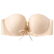 ストラップレスブラ ブラジャー 単品 無地 レディース インナー レース 編み上げ ずれにくい エレガント 上品 セクシー 綺麗 可愛い おしゃれ 女子力アップ 婦人用 女性用 黒 肌色