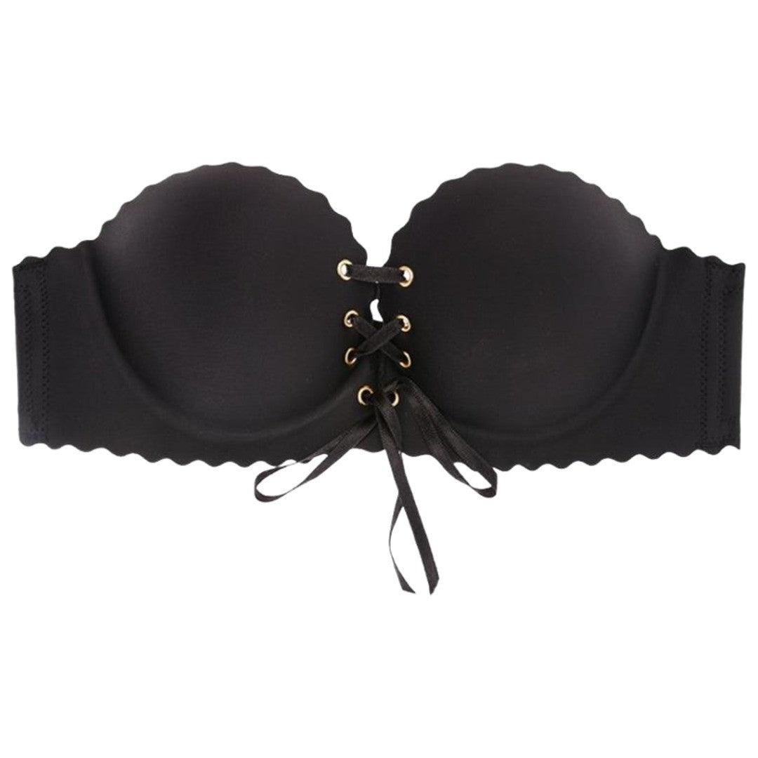 ストラップレスブラ ブラジャー 単品 無地 レディース インナー レース 編み上げ ずれにくい エレガント 上品 セクシー 綺麗 可愛い おしゃれ 女子力アップ 婦人用 女性用 黒 肌色