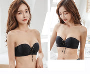 ストラップレスブラ ブラジャー 単品 無地 レディース インナー レース 編み上げ ずれにくい エレガント 上品 セクシー 綺麗 可愛い おしゃれ 女子力アップ 婦人用 女性用 黒 肌色