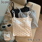ブラトップ レディース インナー キャミソール カップ付き ハーフトップ ハーフキャミ ノンワイヤー ショート丈 トップス 水玉 おしゃれ カジュアル かわいい
