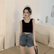タンクトップ ショート丈 レディース 女性 トップス Uネック プルオーバー へそ出し 無地 定番 着回し ベーシック 普段着 デイリー ヨガ ダンス フィットネス 外出 お出掛け 婦人服