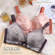 ブラジャー レディース 4分の3 下着 花柄 リボン 刺繍レース フラワー シームレス シームレスブラ かわいい おしゃれ 女性 婦人 インナー