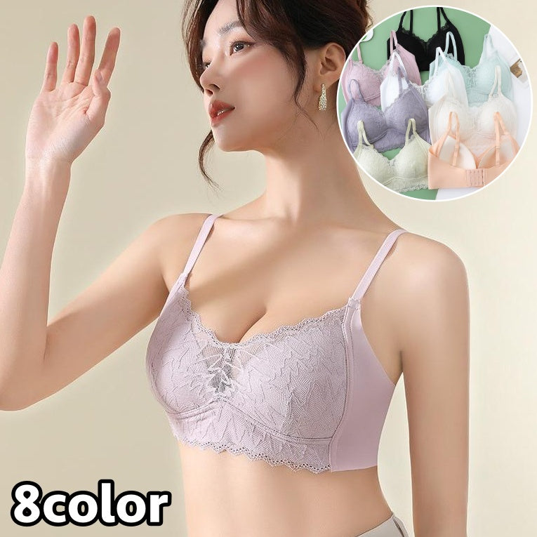 3／4カップブラ ノンワイヤー バックシームレス ブラジャー レディース 女性 インナー 下着 レース 3段 4列ホック 調節可 脇高 シンプル お洒落 婦人