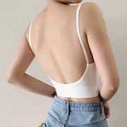 ハーフトップ ノンワイヤーブラ レディース 女性用下着 インナー ブラジャー スポーツブラ  Vネック 無地 リブ パッド付き シンプル