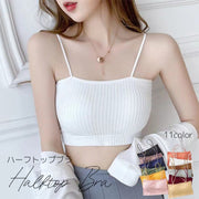 ハーフトップブラ ノンワイヤーブラ レディース 女性 インナー チューブトップ キャミソールタイプ パッド付き ブラジャー シンプル 無地 細ストラップ おしゃれ かわいい カジュアル デイリー リラックスタイム おうちウェア 見せブラ