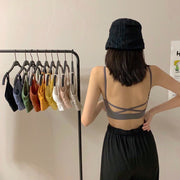 ハーフトップブラ ブラジャー レディース ノンワイヤーブラ インナー 下着 シンプル リブ バッククロス ヨガウェア ウェア かわいい おしゃれ 女性 大人女子 背中見せ