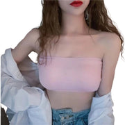チューブトップブラ ブラジャー インナー 下着 レディース 女性 婦人 ノンワイヤー カップ付き バッククロス 無地 単色 シンプル おしゃれ かわいい
