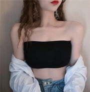 チューブトップブラ ブラジャー インナー 下着 レディース 女性 婦人 ノンワイヤー カップ付き バッククロス 無地 単色 シンプル おしゃれ かわいい