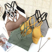 ノンワイヤーブラ ブラジャー レディース 女性 下着 インナー カップ入り パッド入り ダブルストラップ バッククロス 無地 シンプル スポーツブラ ナイトブラ ホックなし リラックス 婦人