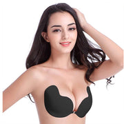 ブラジャー シリコンブラ 下着 インナー フロントバックル 肩ひもなし ストラップなし ワンピース ドレス 水着 シリコンパッド フロントホック ベージュ ブラック 黒 A B C D ヌードブラジャー