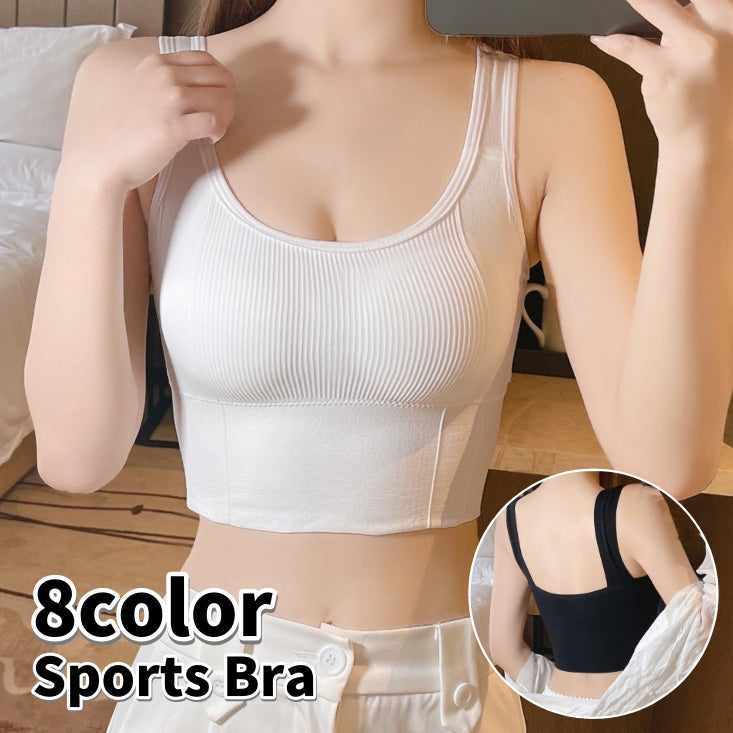スポーツブラ レディース 女性用 インナー 単品 ハーフトップブラ ノンワイヤー ブラジャー パッド付き 取り外し可能 シンプル リブ おしゃれ 運動 ヨガ 筋トレ ランニング ジョギング マラソン 女の子 婦人用