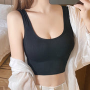 スポーツブラ レディース 女性用 インナー 単品 ハーフトップブラ ノンワイヤー ブラジャー パッド付き 取り外し可能 シンプル リブ おしゃれ 運動 ヨガ 筋トレ ランニング ジョギング マラソン 女の子 婦人用