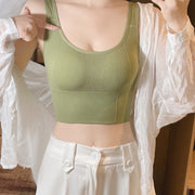 スポーツブラ レディース 女性用 インナー 単品 ハーフトップブラ ノンワイヤー ブラジャー パッド付き 取り外し可能 シンプル リブ おしゃれ 運動 ヨガ 筋トレ ランニング ジョギング マラソン 女の子 婦人用