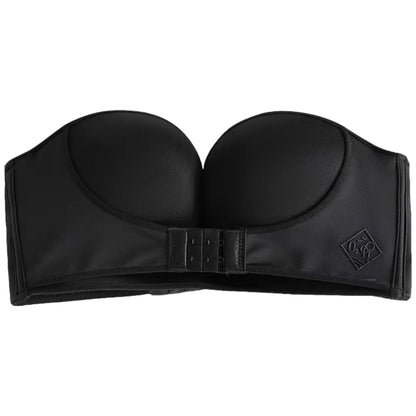 ストラップレス ブラジャー レディース 単品 フロントフック ずれにくい ブラック バリエーション画像