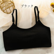 ノンワイヤーブラ スポーツブラ スポブラ カップ付き ノンワイヤー 下着  レディース 女性 婦人 ジュニア 女の子 ガールズ 無地 リブ バイカラー シンプル ベーシック