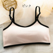 ノンワイヤーブラ スポーツブラ スポブラ カップ付き ノンワイヤー 下着  レディース 女性 婦人 ジュニア 女の子 ガールズ 無地 リブ バイカラー シンプル ベーシック