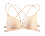 軽量 ノンワイヤーブラ フロントホックブラ ブラジャー 単品 3/4カップ レディース 女性 インナー 下着 前ホック ダブルストラップ バッククロス 無地 シンプル お洒落 スポーツブラ ナイトブラ 普段使い 婦人用