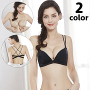 軽量 ノンワイヤーブラ フロントホックブラ ブラジャー 単品 3/4カップ レディース 女性 インナー 下着 前ホック ダブルストラップ バッククロス 無地 シンプル お洒落 スポーツブラ ナイトブラ 普段使い 婦人用