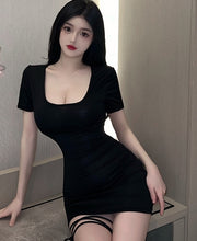 セクシーランジェリー ミニワンピース レディース 女性 インナー 下着 ワンピース Uネック オフショルダー サイドメッシュ バックシャン バック空き おしゃれ セクシー