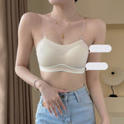 ストラップレスブラ ノンワイヤーブラ 透明ストラップ付き レディース 女性用 インナー ブラジャー 下着 肩ひもなし シームレス 無地 シンプル 婦人