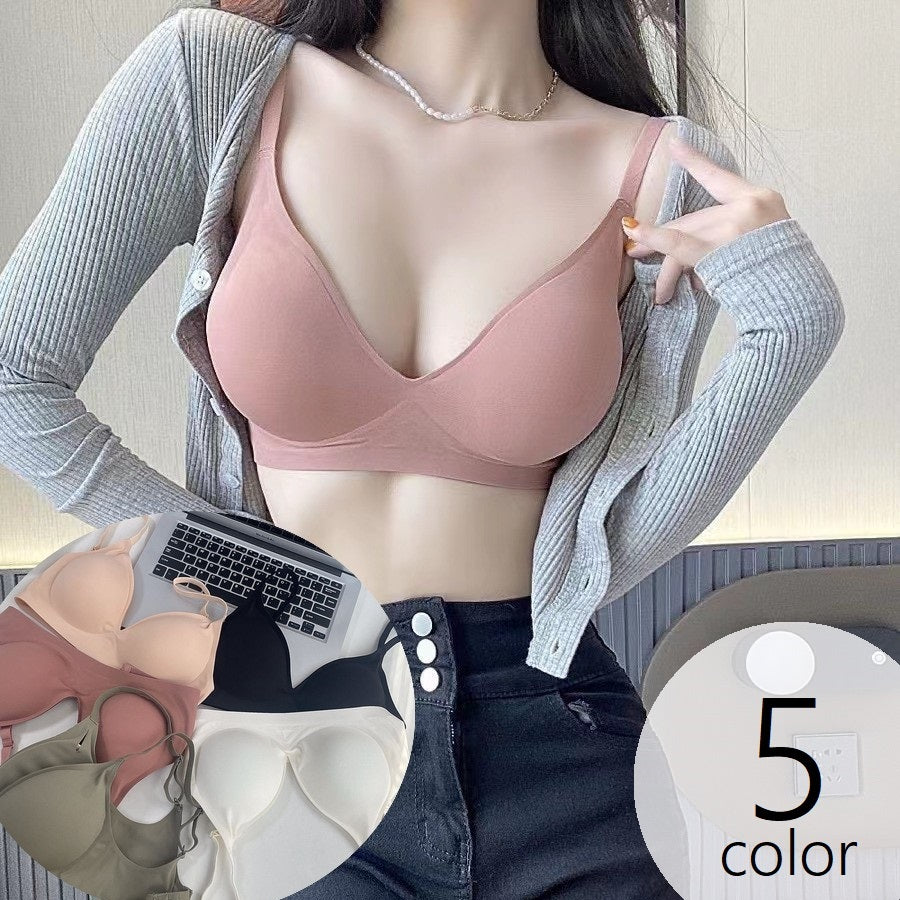 ノンワイヤーブラ 単品 フルカップブラ レディース 女性 婦人 下着 ブラジャー インナー 2段ホック 脇高 シームレス 通気性 サイズ調節可 かわいい おしゃれ シンプル 単色 無地 デイリー ベージュ 白 黒 茶 緑