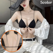 ブラジャー 三角ブラ レディース ノンワイヤー ブラレット 下着 カップ付きインナー フロントホック 肩紐細め 美背中 セクシー