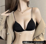 ブラジャー 三角ブラ レディース ノンワイヤー ブラレット 下着 カップ付きインナー フロントホック 肩紐細め 美背中 セクシー