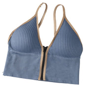 ブラトップ キャミソールブラジャー キャミブラ レディース 女性 カップ付き ノンワイヤーブラ ハーフトップブラ スポーツブラ ブラジャー 下着 パッド付き ジップアップ ファスナー 前開き パイピング 無地 リラックス ヨガ ジム おしゃれ かわいい