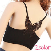 ショートキャミソール クロップドトップス 女性 レディース インナー バックレース 丈短め 蝶 バタフライ 無地 ブラック ホワイト シンプル おしゃれ きれい かわいい