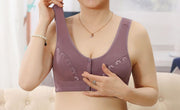 ブラジャー ノンワイヤー フルカップ 前開き レディース 女性用 インナー 下着 パッド付き レース ボタン シンプル おしゃれ フロントオープン 婦人用