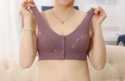 ブラジャー ノンワイヤー フルカップ 前開き レディース 女性用 インナー 下着 パッド付き レース ボタン シンプル おしゃれ フロントオープン 婦人用