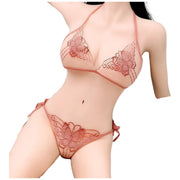 ブラジャー ショーツ 上下セット レディース インナー セクシーランジェリー 下着 三角ブラ Tバック 紐パン 蝶 レース シースルー 透け感 かわいい おしゃれ セクシー 大人女子