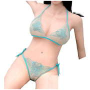 ブラジャー ショーツ 上下セット レディース インナー セクシーランジェリー 下着 三角ブラ Tバック 紐パン 蝶 レース シースルー 透け感 かわいい おしゃれ セクシー 大人女子