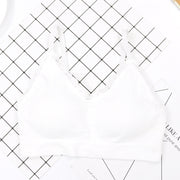 ブラ 単品 ハーフトップブラ ノンワイヤー ブラジャー レディース インナー パイピングレース リブ 無地 ストラップ調節可 アンダーウエア 下着 ホワイト ブラック グレー ベージュ