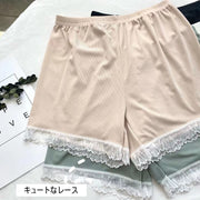 ペチパンツ ペチコート 3分丈 レディース 女性 婦人 大きいサイズ インナー 見せパン 下着 肌着 アンダーウェア ショート丈 レース リブ 無地 単色 シンプル かわいい おしゃれ 透け防止 ゆったり