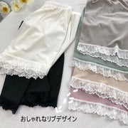 ペチパンツ ペチコート 3分丈 レディース 女性 婦人 大きいサイズ インナー 見せパン 下着 肌着 アンダーウェア ショート丈 レース リブ 無地 単色 シンプル かわいい おしゃれ 透け防止 ゆったり