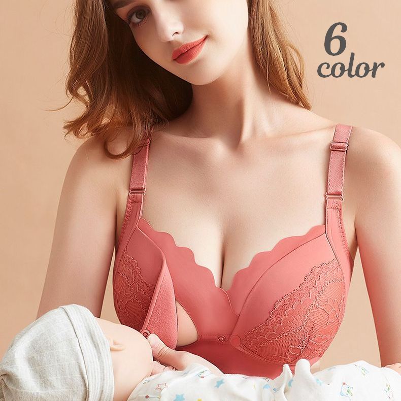 マタニティブラ 授乳ブラ レディース インナー 下着 女性用 フロントオープン 前開き レース スナップボタン 4列 4段ホック 3/4カップ おしゃれ