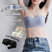 ストラップレス ブラジャー ずれ落ちない シームレス レディース チューブトップブラ ストラップレス ベアトップ オフショルダー  スポーツ 美胸 女性 インナー 下着 ノンワイヤー 3／4カップ ドレスブラ 2WAY 小胸ブラ 無地 シンプル かわいい おしゃれ