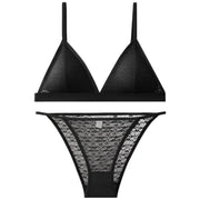 三角ブラ ふんどしショーツ 上下セット レディース 女性下着 インナー ブラジャー ふんどし型パンツ パンティ 透け感 サイドストリング セクシー おしゃれ 女性用